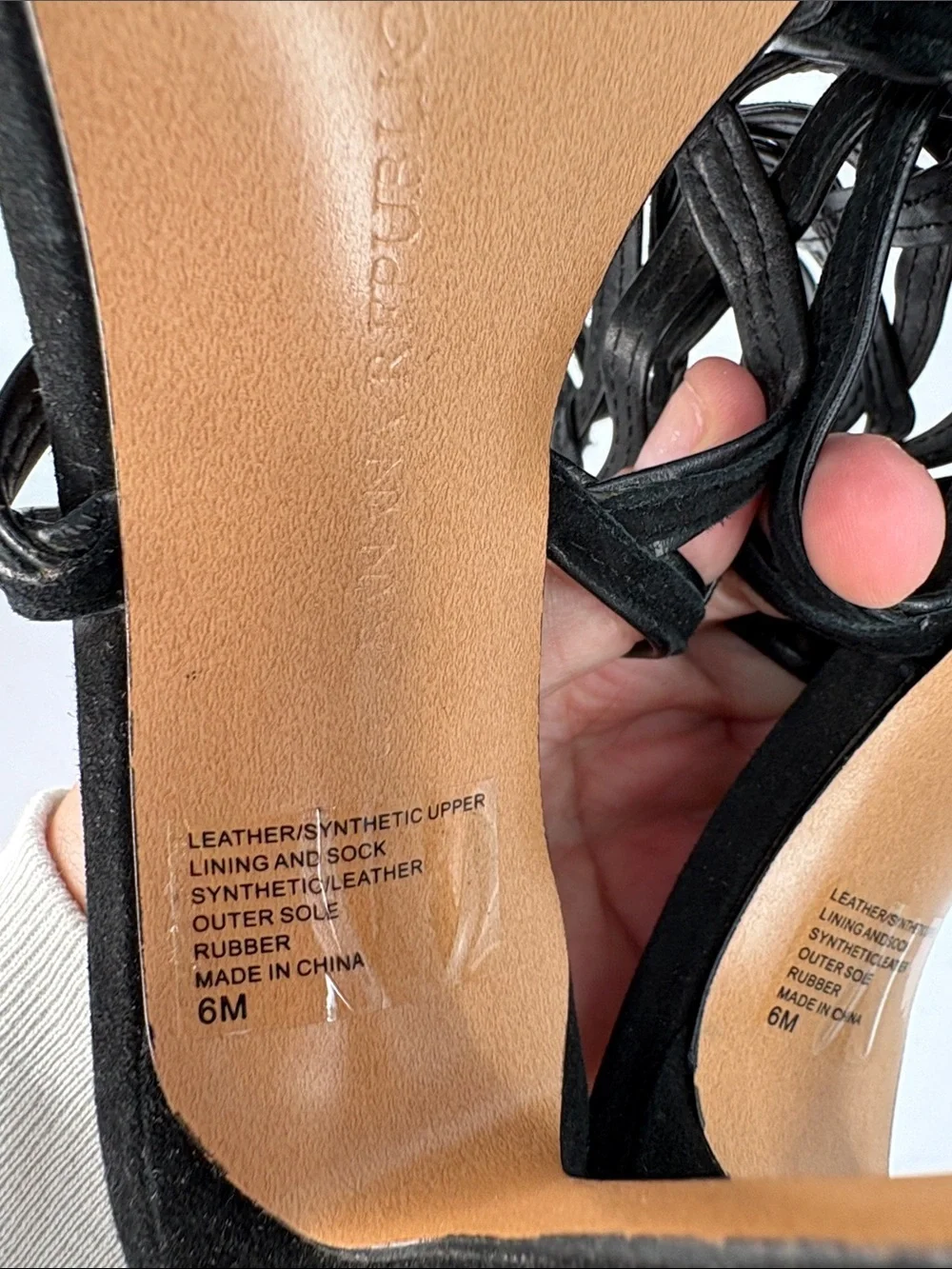🌪️ Banana Republic leather and suede cage Black Strappy Lace-Up Heeled Sandals